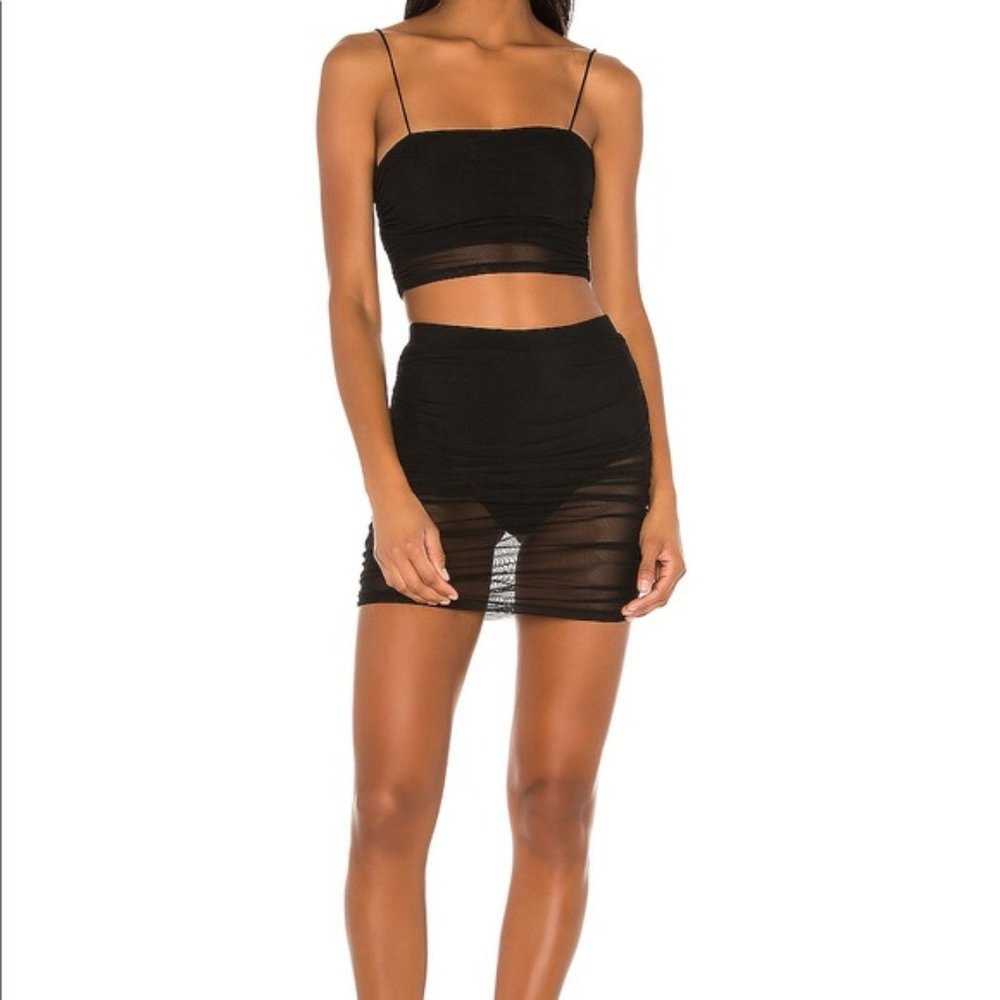 Superdown Felicia Mesh Skirt - Black - Size XS
